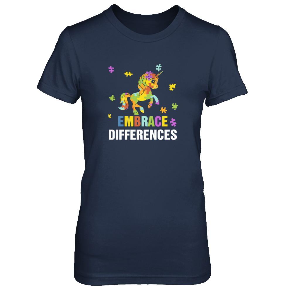 Autism Awareness Puzzle Piece Unicorn Embrace Differences-T-Shirt & Tank Top-