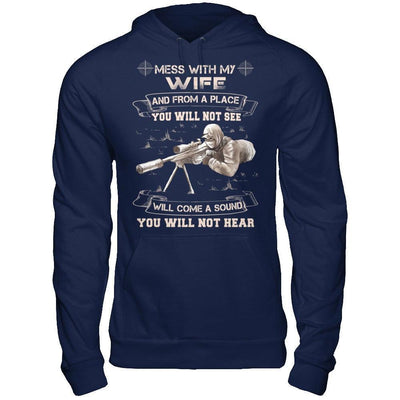 Mess With My Wife And From A Place You Will Not See-T-Shirt & Hoodie-Pullover Hoodie-Navy