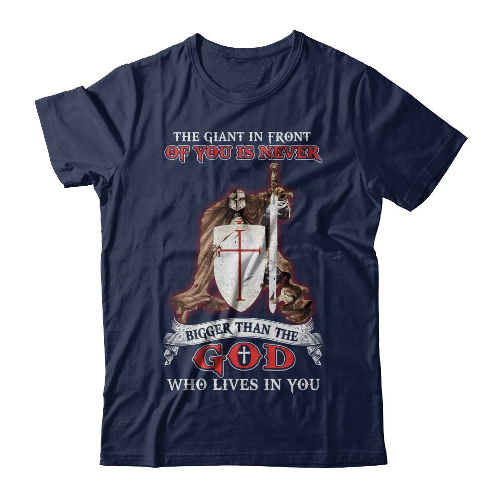 Knight Templar The Giant In Front Never Bigger Than The God-T-Shirt & Hoodie-Classic T-Shirt-Navy