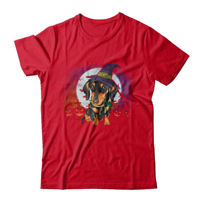 Cute Halloween Dachshund Puppy Pumpkins-T-Shirt & Sweatshirt-Premium T-Shirt-Red