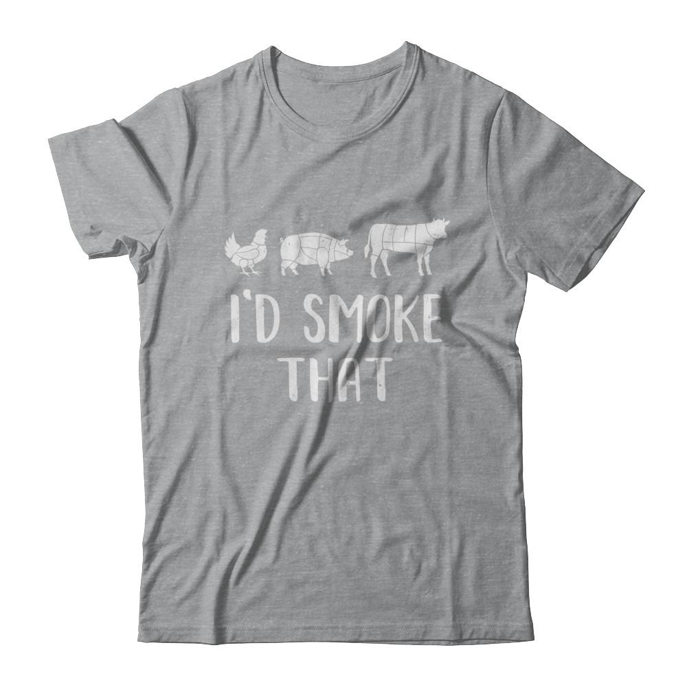 I'd Smoke That Fun BBQ Barbecue Smoker Chef-T-Shirt & Hoodie-Classic T-Shirt-Sport Grey