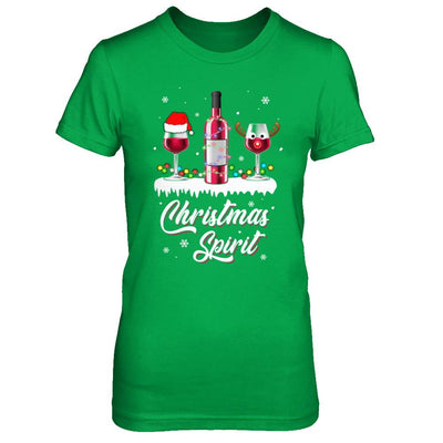 Christmas Spirits Santa Hat Wine Funny Christmas Gifts-T-Shirt & Sweatshirt-Women's T-Shirt-Irish Green