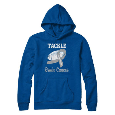 Football Survivor Tackle Gray Brain Cancer Awareness-T-Shirt & Hoodie-Pullover Hoodie-Deep Royal