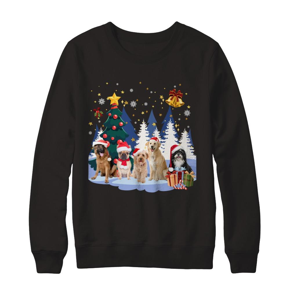 Cute Dogs Claus Christmas-T-Shirt & Sweatshirt-Crewneck Sweatshirt-Black