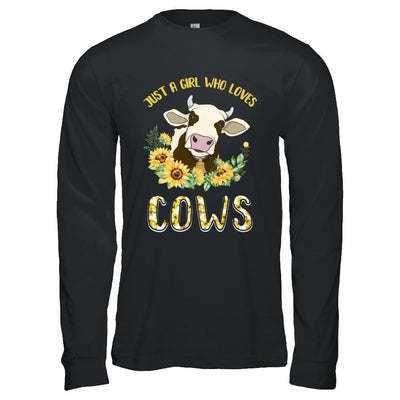 Just A Girl Who Loves Cows And Sunflowers-T-Shirt & Hoodie-Long Sleeve T-Shirt-Black