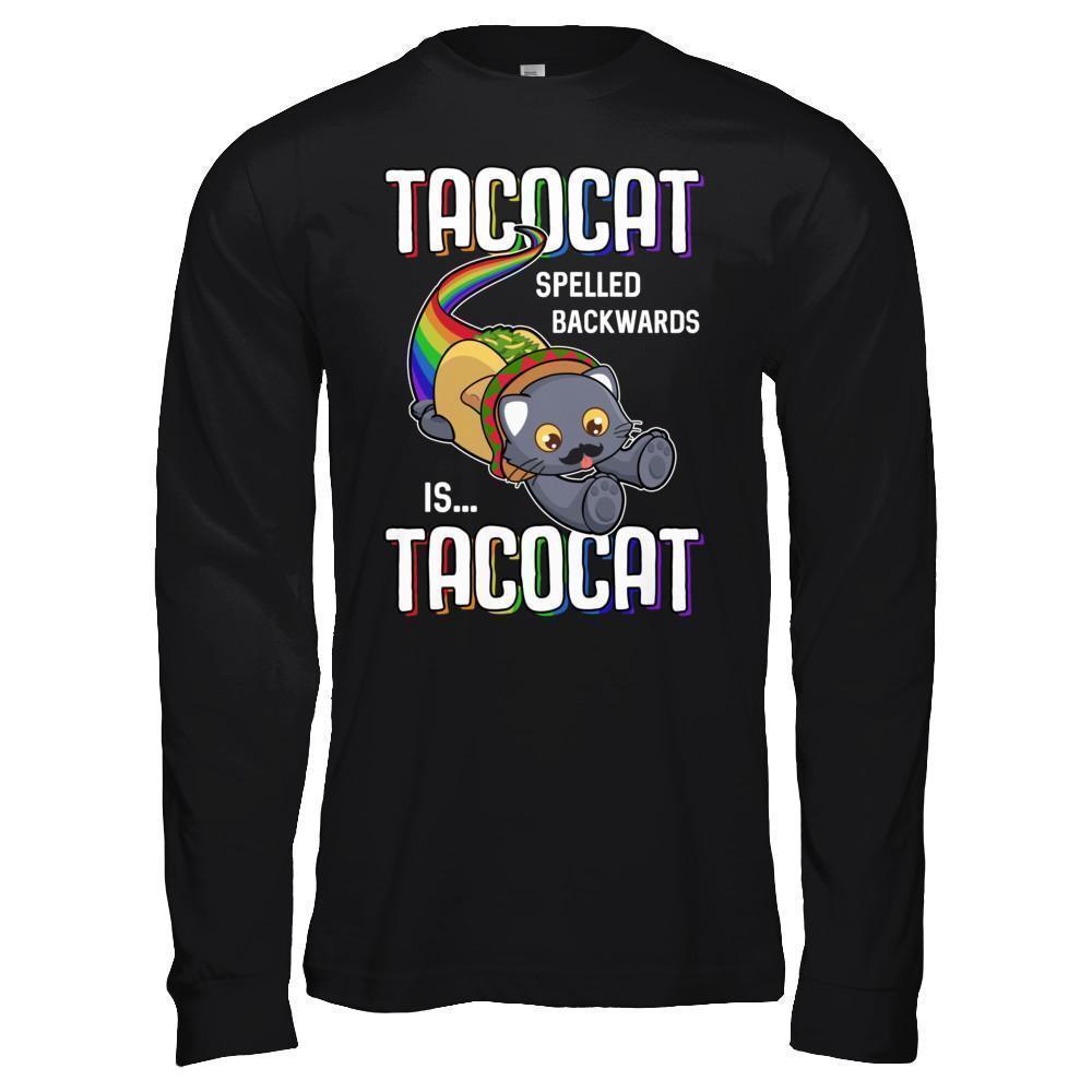 Funny Taco Cat Tacocat Spelled Backwards Is Tacocat Cat-T-Shirt & Hoodie-Long Sleeve T-Shirt-Black