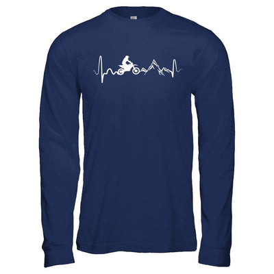 Mountain Dirt Bike Motocross Heartbeat-T-Shirt & Hoodie-Long Sleeve T-Shirt-Navy