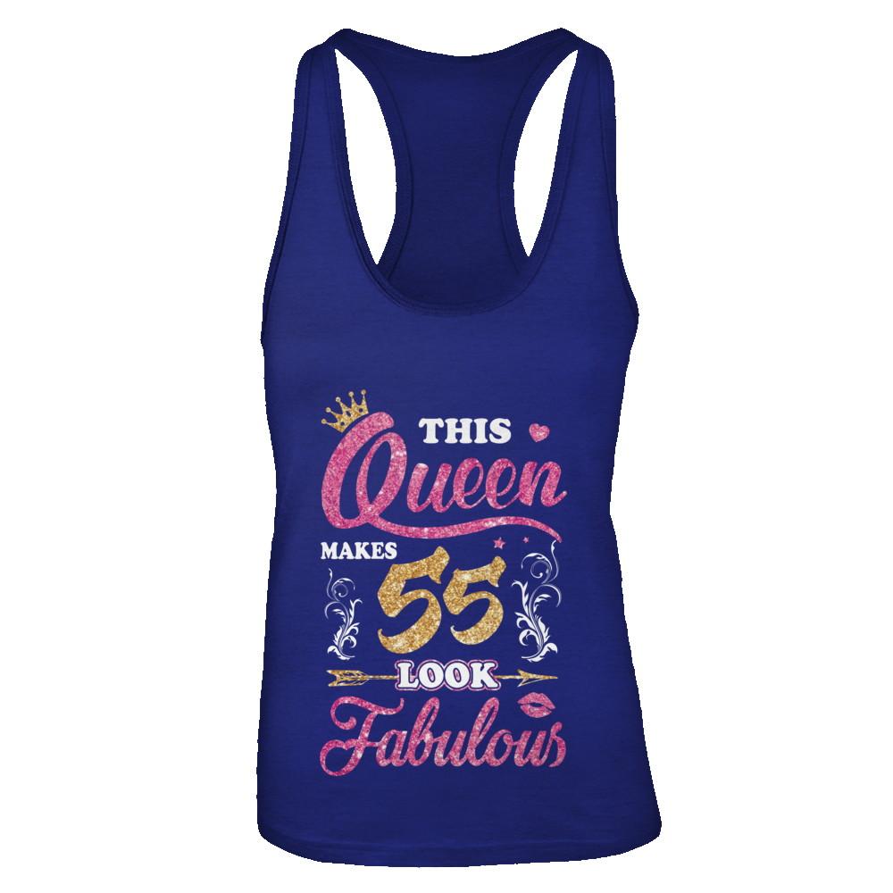 This Queen Makes 55 Look Fabulous 1966 55th Birthday-T-Shirt & Tank Top-Women's Ideal Racerback Tank-Royal
