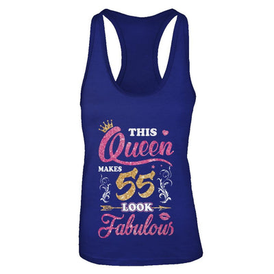 This Queen Makes 55 Look Fabulous 1966 55th Birthday-T-Shirt & Tank Top-Women's Ideal Racerback Tank-Royal
