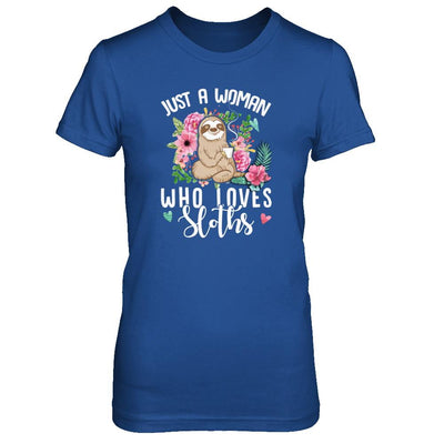 Just A Woman Who Loves Sloths-T-Shirt & Tank Top-Women's T-Shirt-Royal