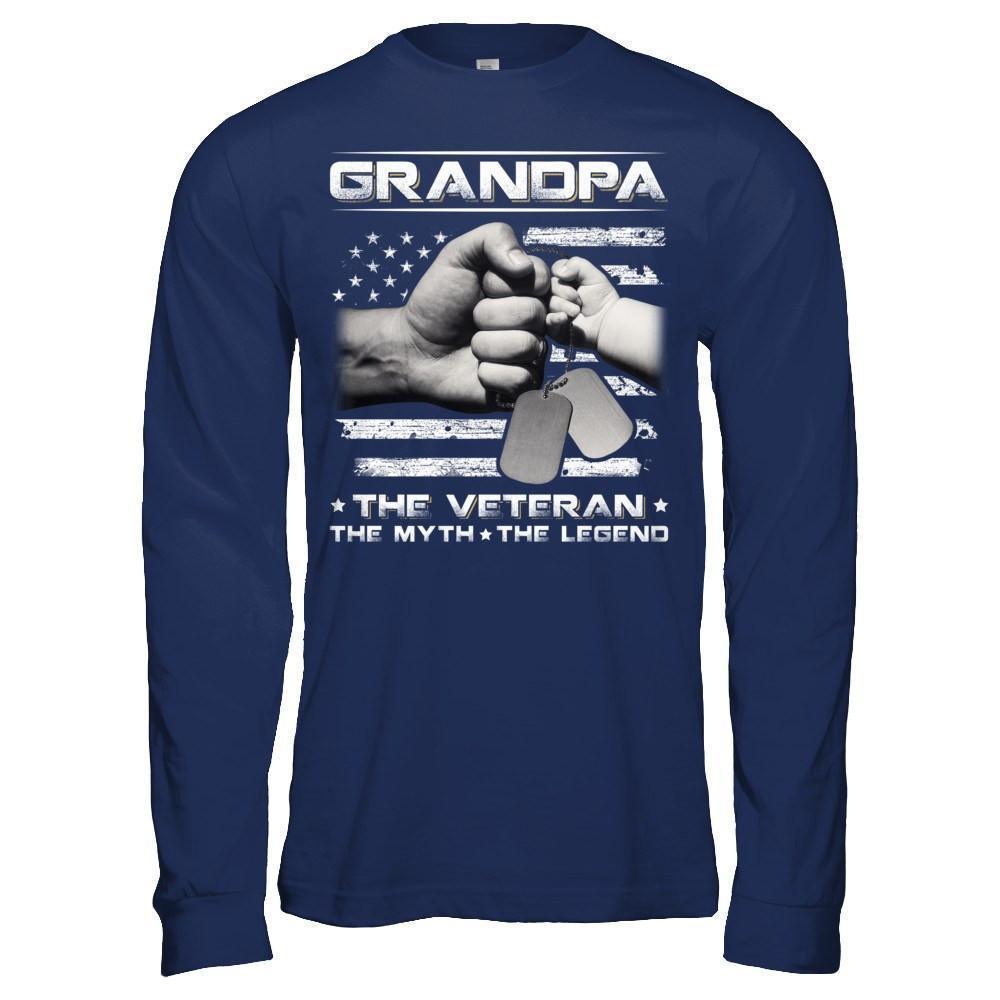 Grandpa The Veteran The Myth The Legend-T-Shirt & Hoodie-Long Sleeve T-Shirt-Navy