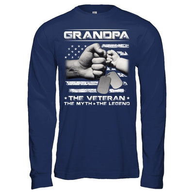 Grandpa The Veteran The Myth The Legend-T-Shirt & Hoodie-Long Sleeve T-Shirt-Navy