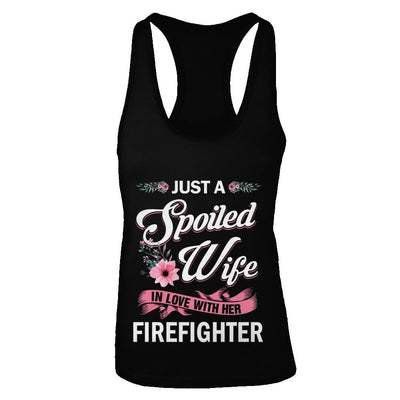 Just A Spoiled Wife In Love With Her Firefighter Wife Gift-T-Shirt & Tank Top-Women's Ideal Racerback Tank-Black