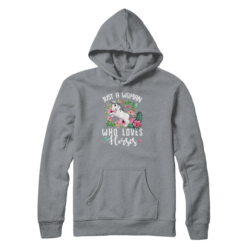 Just A Woman Who Loves Horses-T-Shirt & Tank Top-Pullover Hoodie-Light Steel