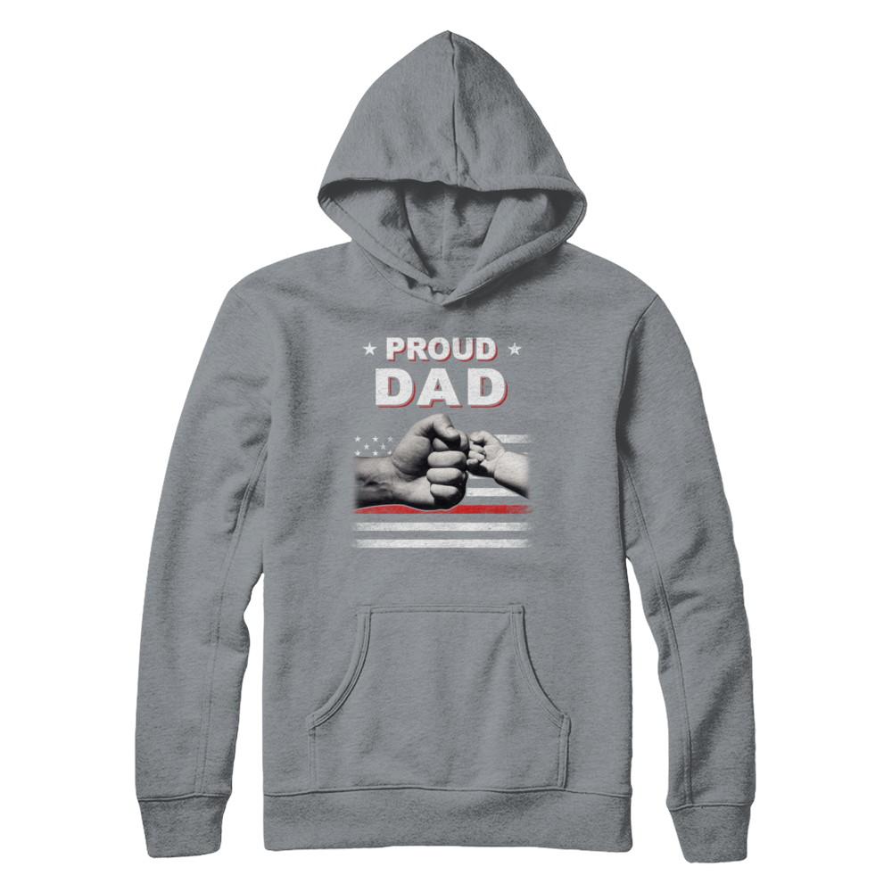 Proud Dad Fireman Firefighter Thin Red Line Flag Fathers Day-T-Shirt & Hoodie-Pullover Hoodie-Light Steel