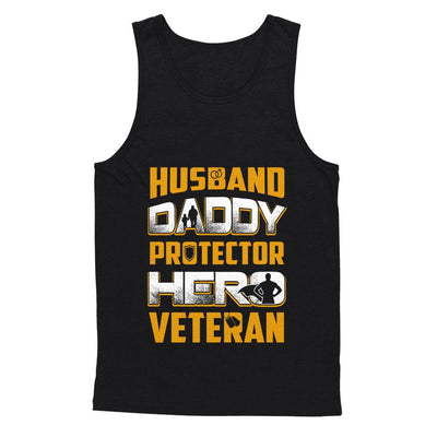 Husband Daddy Protector Hero Veteran-T-Shirt & Hoodie-Unisex Tank-Black