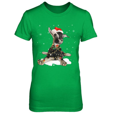 Goat With Santa Hat Lights Christmas-T-Shirt & Sweatshirt-Women's T-Shirt-Irish Green