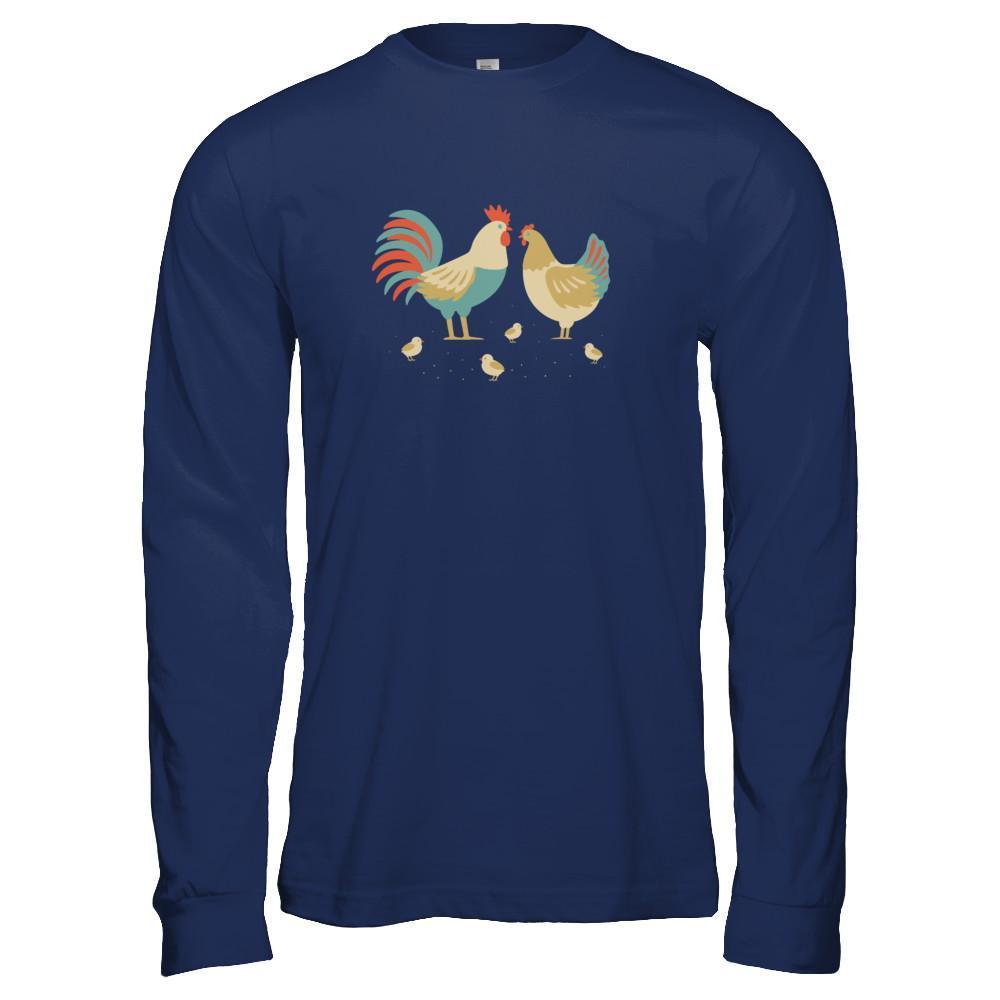 Vintage Retro Chicken Whisperer Poultry-T-Shirt & Tank Top-Long Sleeve T-Shirt-Navy