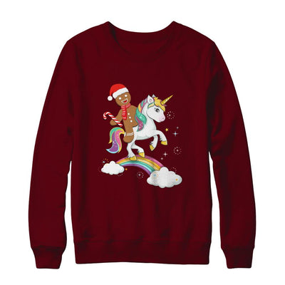 Gingerbread Man Riding A Unicorn Christmas Xmas Gift-T-Shirt & Sweatshirt-Crewneck Sweatshirt-Maroon
