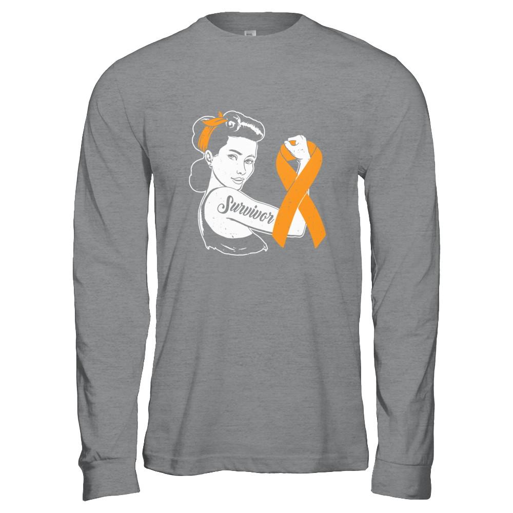 We Can Cure It Multiple Sclerosis Orange Awareness Survivor-T-Shirt & Hoodie-Long Sleeve T-Shirt-Sport Grey