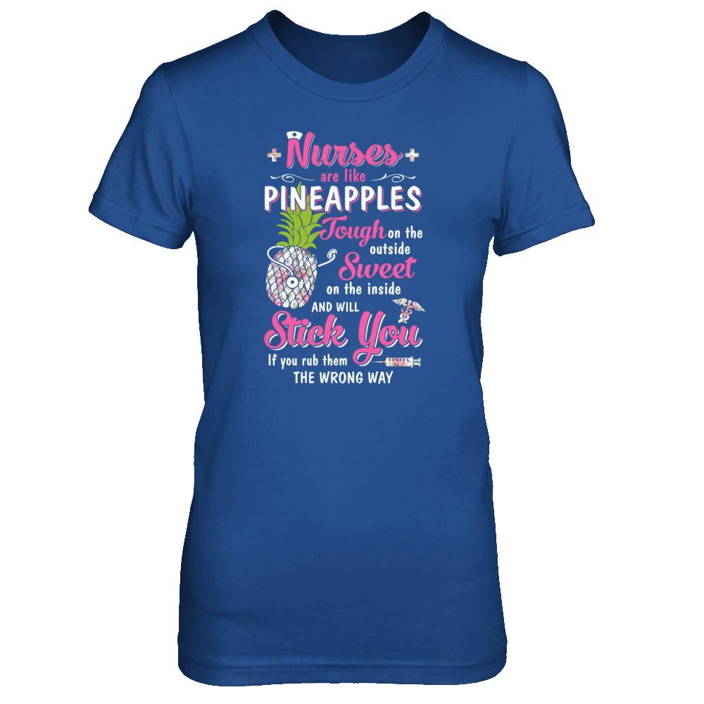 Funny Nurses Are Like Pineapples CNA Nursing Gift-T-Shirt & Tank Top-Women's T-Shirt-Royal