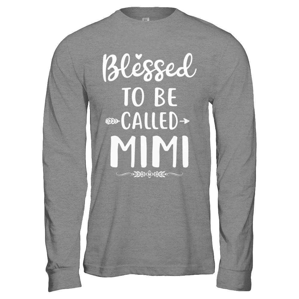 Funny Grandma Blessed To Be Called Mimi-T-Shirt & Hoodie-Long Sleeve T-Shirt-Sport Grey