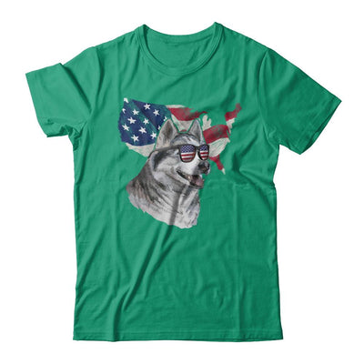Funny Patriot Husky Dog 4Th Of July American Flag-T-Shirt & Hoodie-Classic T-Shirt-Kelly Green