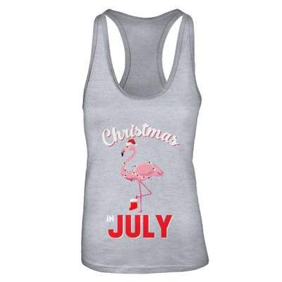 Funny Party X-Mas Flamingo Christmas In July-T-Shirt & Tank Top-Women's Ideal Racerback Tank-Heather Grey