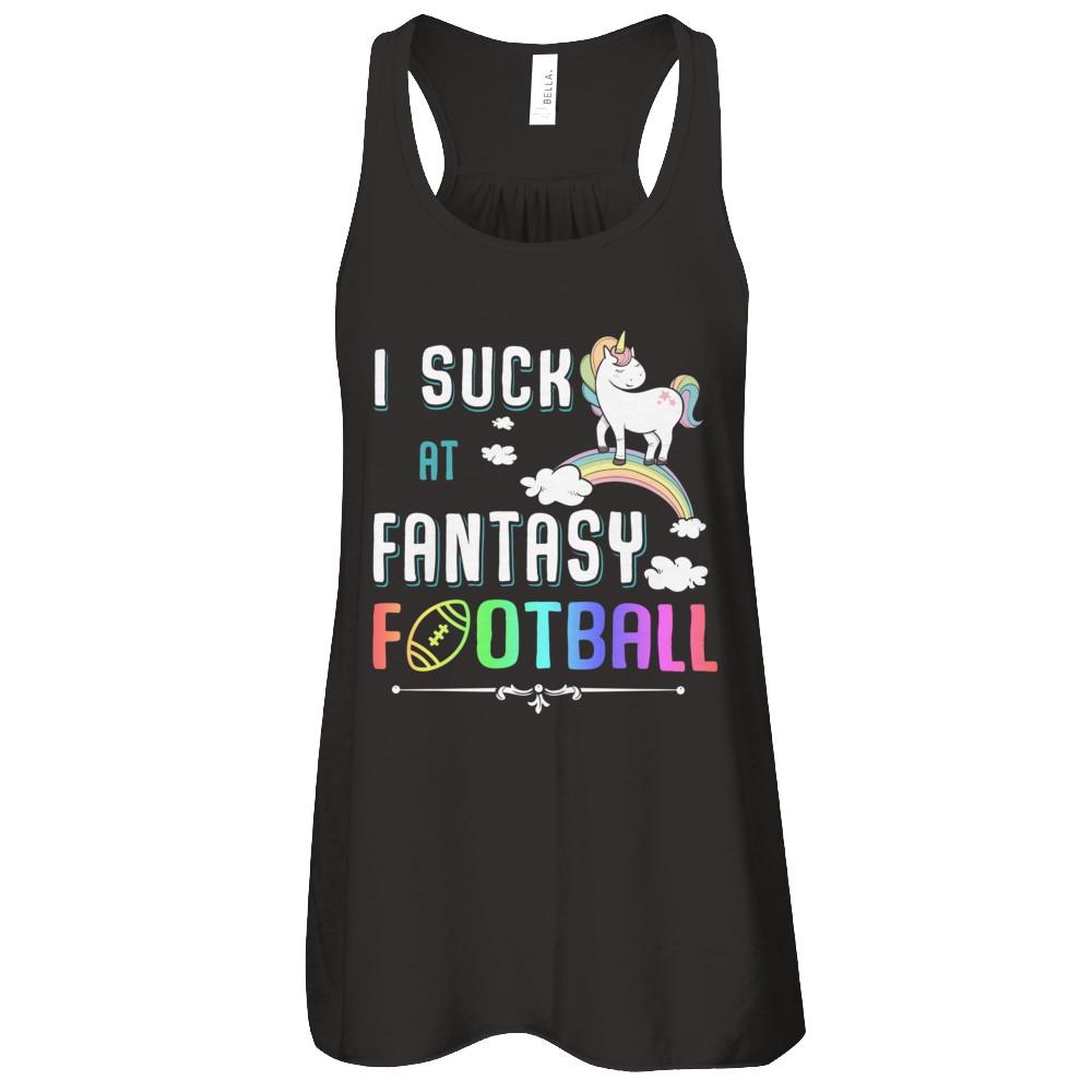 I Suck At Fantasy Football Unicorn-T-Shirt & Tank Top-Women's Flowy Racerback Tank-Black
