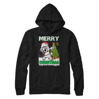 Cute Poodle Claus Merry Christmas Ugly Sweater-T-Shirt & Sweatshirt-Pullover Hoodie-Black