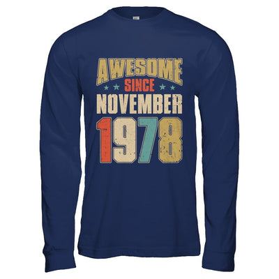 Vintage Retro Awesome Since November 1978 43th Birthday-T-Shirt & Hoodie-Long Sleeve T-Shirt-Navy