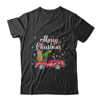 Yorkie Retriever Rides Red Truck Christmas Pajama-T-Shirt & Sweatshirt-Classic T-Shirt-Black