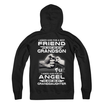 A Best Friend He Sent Me My Grandson & Angel Granddaughter-T-Shirt & Hoodie-Pullover Hoodie-Black