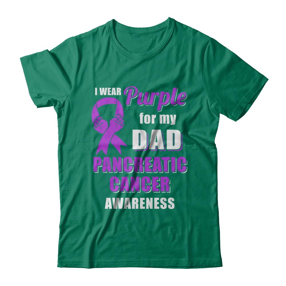 I Wear Purple For My Dad Pancreatic Cancer Son Daughter-T-Shirt & Hoodie-Classic T-Shirt-Kelly Green