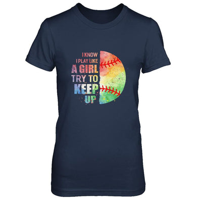 Yeah I Play Like A Girl Baseball Girl-T-Shirt & Hoodie-Women's T-Shirt-Navy