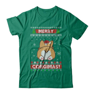 Xmas Merry Corgmas Santa Corgi Ugly Christmas Sweater-T-Shirt & Sweatshirt-Classic T-Shirt-Kelly Green