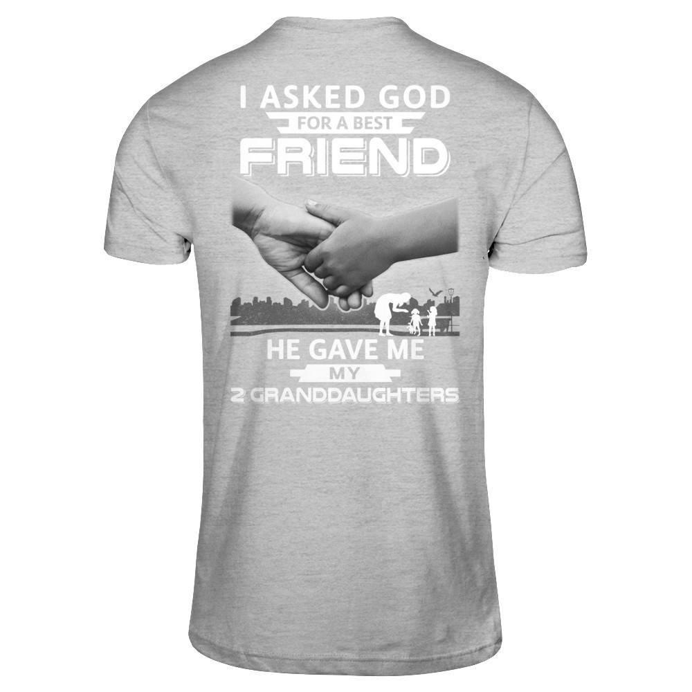 I Asked God For A Best Friend He Gave Me My Two Granddaughters-T-Shirt & Hoodie-Premium T-Shirt-Heather Gray