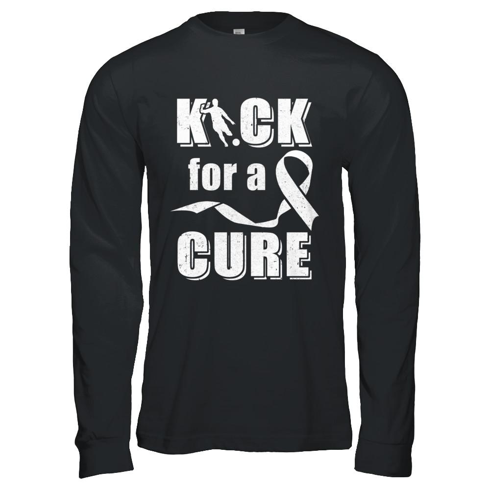 Kick For A Cure Soccer Clear Lung Cancer Awareness-T-Shirt & Hoodie-Long Sleeve T-Shirt-Black