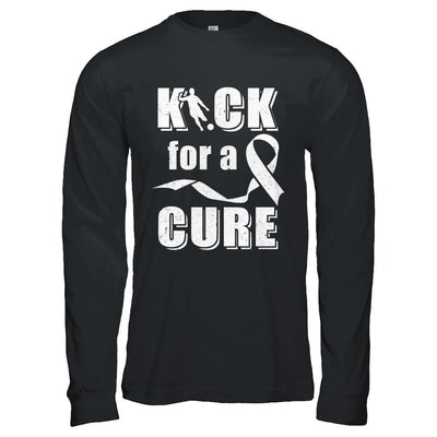 Kick For A Cure Soccer Clear Lung Cancer Awareness-T-Shirt & Hoodie-Long Sleeve T-Shirt-Black