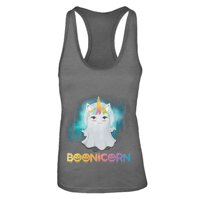 Boonicorn Ghost Unicorn Halloween Girls-T-Shirt & Tank Top-Women's Ideal Racerback Tank-Dark Grey