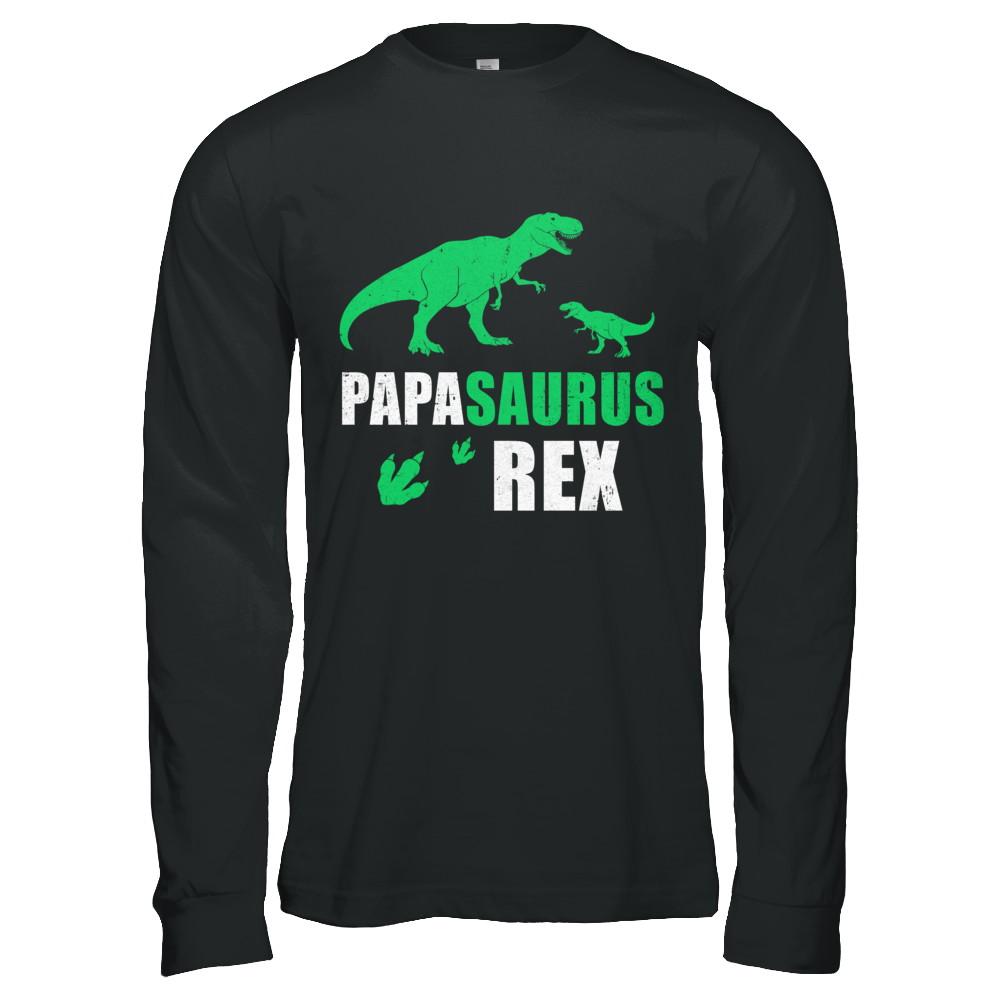 Dinosaur T-Rex Grandpasaurus Papa Saurus Dinosaur T-Rex Fathers Day-T-Shirt & Hoodie-Long Sleeve T-Shirt-Black