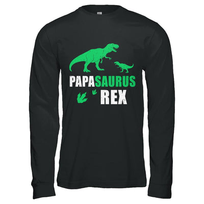 Dinosaur T-Rex Grandpasaurus Papa Saurus Dinosaur T-Rex Fathers Day-T-Shirt & Hoodie-Long Sleeve T-Shirt-Black
