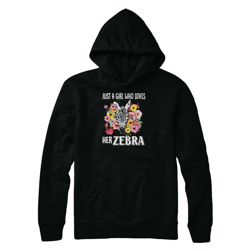 Just A Girl Who Loves Her Zebra-T-Shirt & Tank Top-Pullover Hoodie-Black