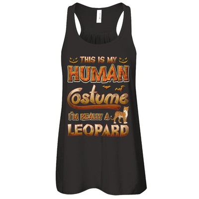 Leopard Halloween My Human Costume I'm Really A Leopard-T-Shirt & Tank Top-Women's Flowy Racerback Tank-Black