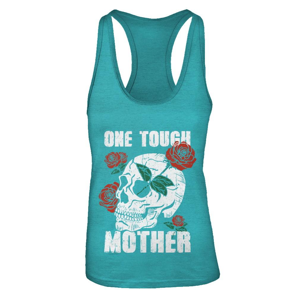 One Tough Mother Skull Rose-T-Shirt & Tank Top-Women's Ideal Racerback Tank-Tahiti Blue