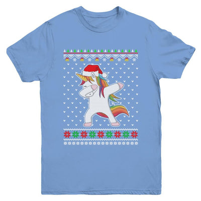 Dabbing Tangled Lights Ugly Christmas Sweater Girls Youth-Youth Shirt-Youth T-Shirt-Carolina Blue