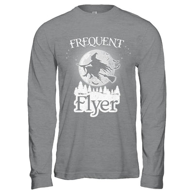 Frequent Flyer Funny Halloween Witch Costume Gift-T-Shirt & Hoodie-Long Sleeve T-Shirt-Sport Grey