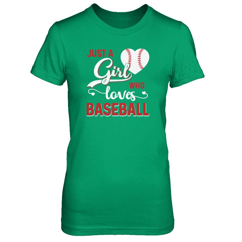 Just A Girl Who Loves Baseball-T-Shirt & Tank Top-Women's T-Shirt-Irish Green