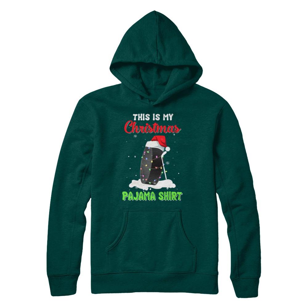 This Is My Christmas Pajama Xmas Hockey Santa-T-Shirt & Sweatshirt-Pullover Hoodie-Deep Forest