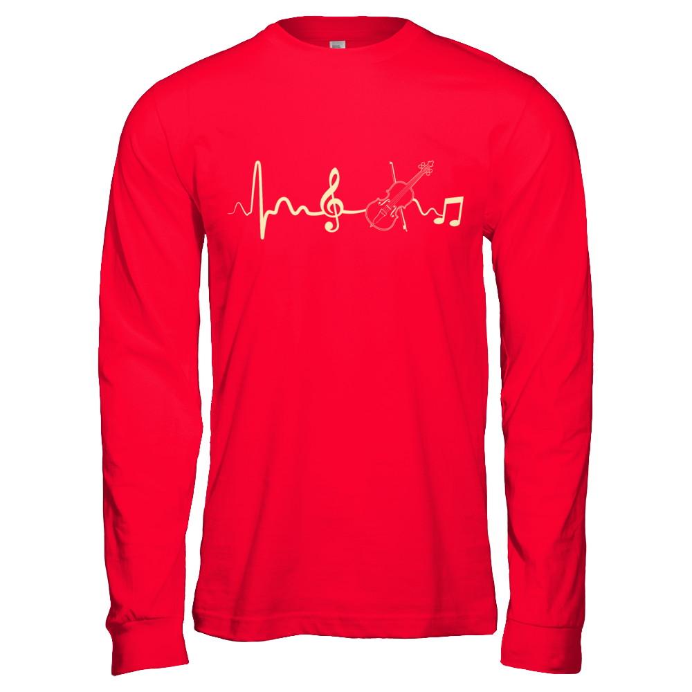 Violin Viola Cello Heartbeat Musicia-T-Shirt & Hoodie-Long Sleeve T-Shirt-Red